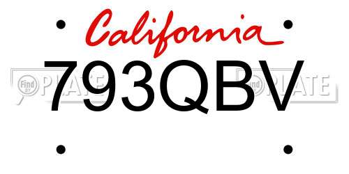 793QBV California License Plate