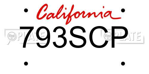 793SCP California License Plate