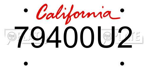 79400U2 California License Plate