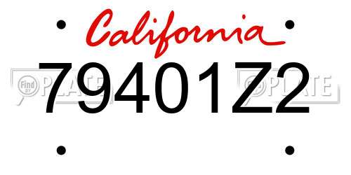 79401Z2 California License Plate
