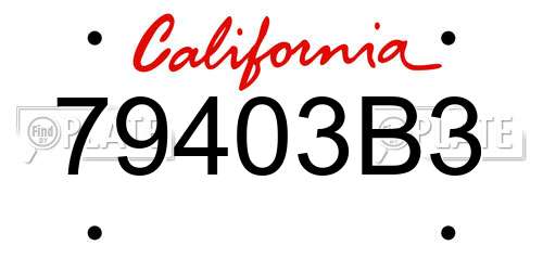 79403B3 California License Plate