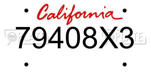79408X3 California License Plate