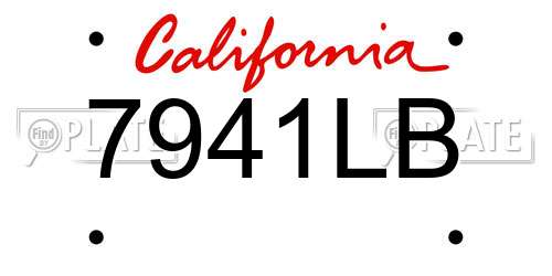 7941LB California License Plate
