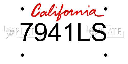 7941LS California License Plate