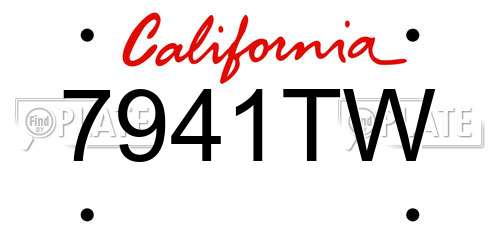 7941TW California License Plate