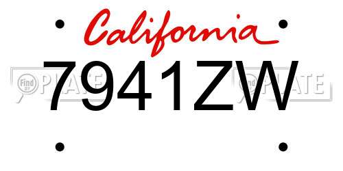 7941ZW California License Plate
