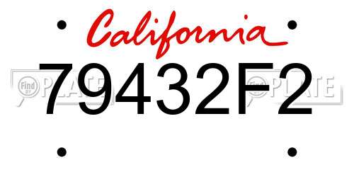 79432F2 California License Plate