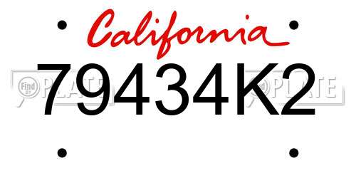 79434K2 California License Plate