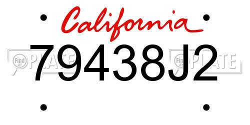 79438J2 California License Plate