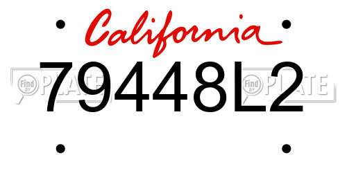 79448L2 California License Plate