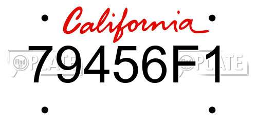 79456F1 California License Plate