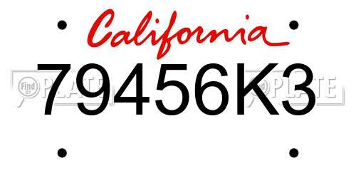 79456K3 California License Plate