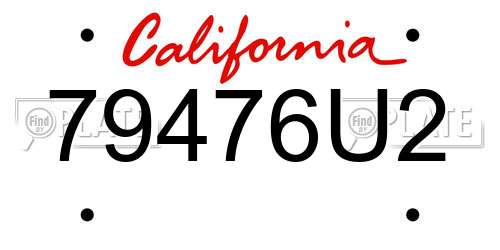 79476U2 California License Plate