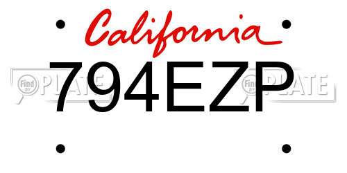 794EZP California License Plate