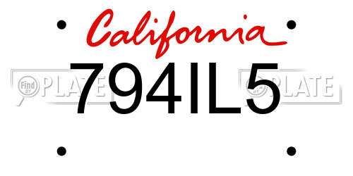 794IL5 California License Plate
