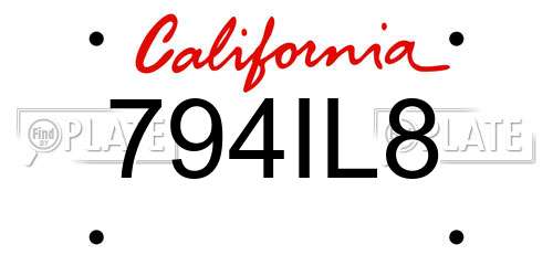 794IL8 California License Plate