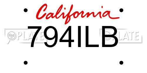 794ILB California License Plate