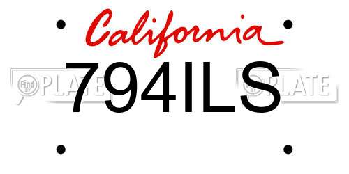 794ILS California License Plate