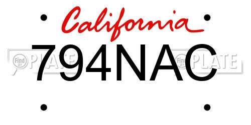 794NAC California License Plate