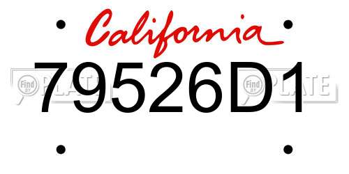 79526D1 California License Plate
