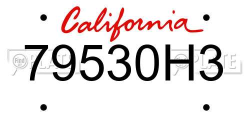 79530H3 California License Plate