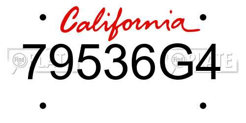 79536G4 California License Plate