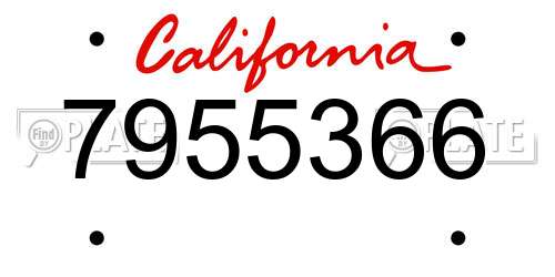 7955366 California License Plate