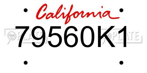 79560K1 California License Plate