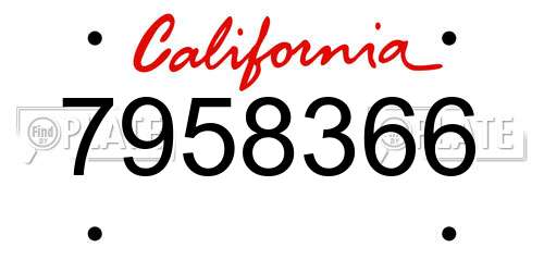 7958366 California License Plate