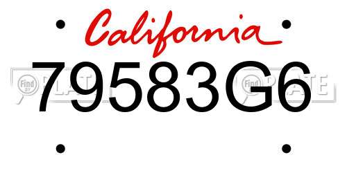 79583G6 California License Plate