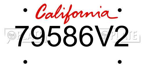 79586V2 California License Plate