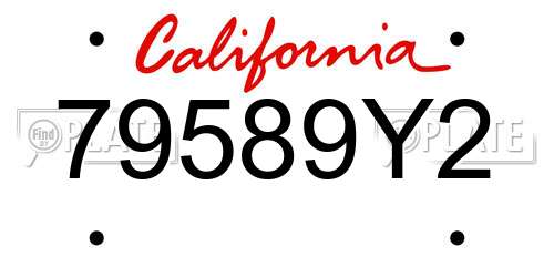 79589Y2 California License Plate