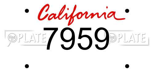 7959 California License Plate