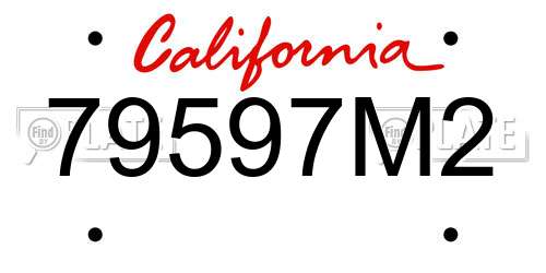 79597M2 California License Plate
