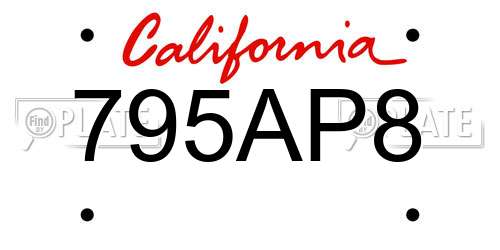 795AP8 California License Plate