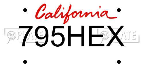795HEX California License Plate