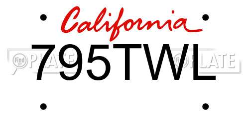 795TWL California License Plate