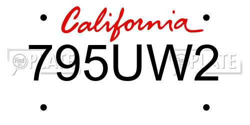 795UW2 California License Plate