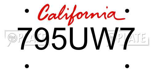 795UW7 California License Plate