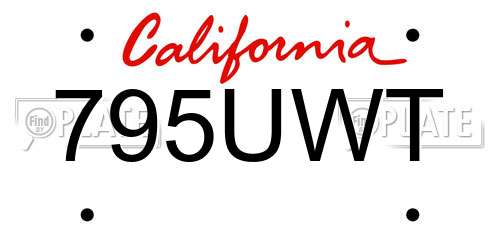 795UWT California License Plate