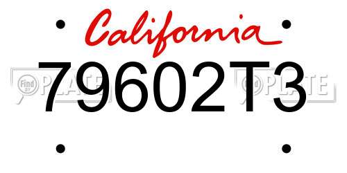 79602T3 California License Plate