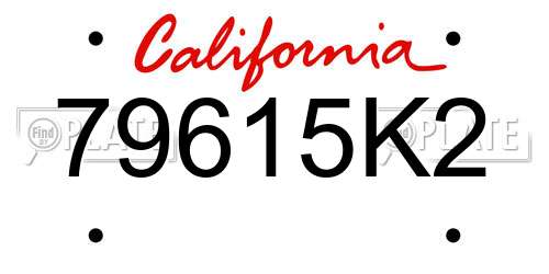 79615K2 California License Plate