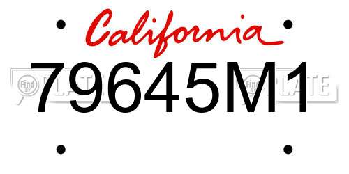 79645M1 California License Plate