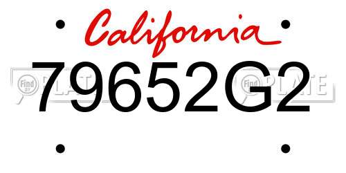 79652G2 California License Plate