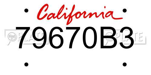 79670B3 California License Plate
