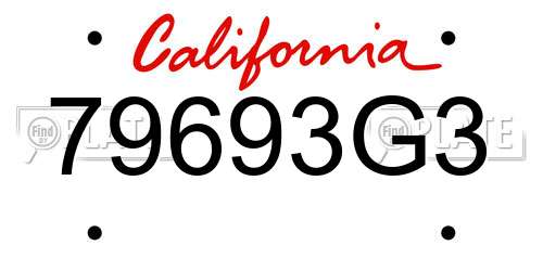 79693G3 California License Plate