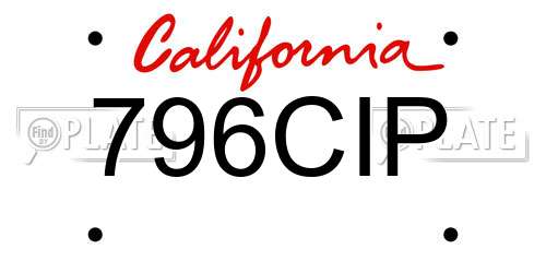 796CIP California License Plate