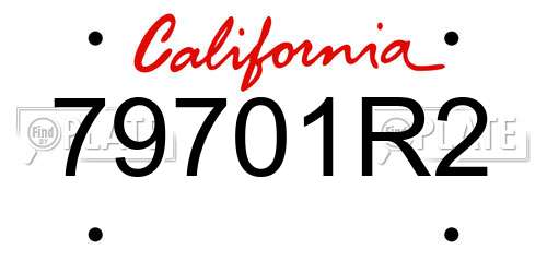 79701R2 California License Plate