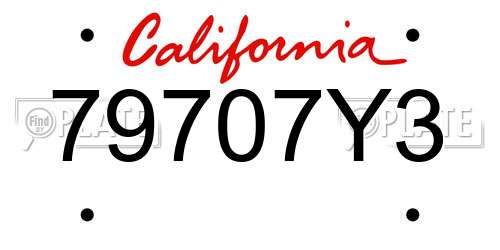 79707Y3 California License Plate