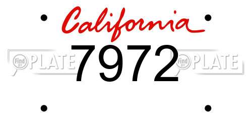 7972 California License Plate